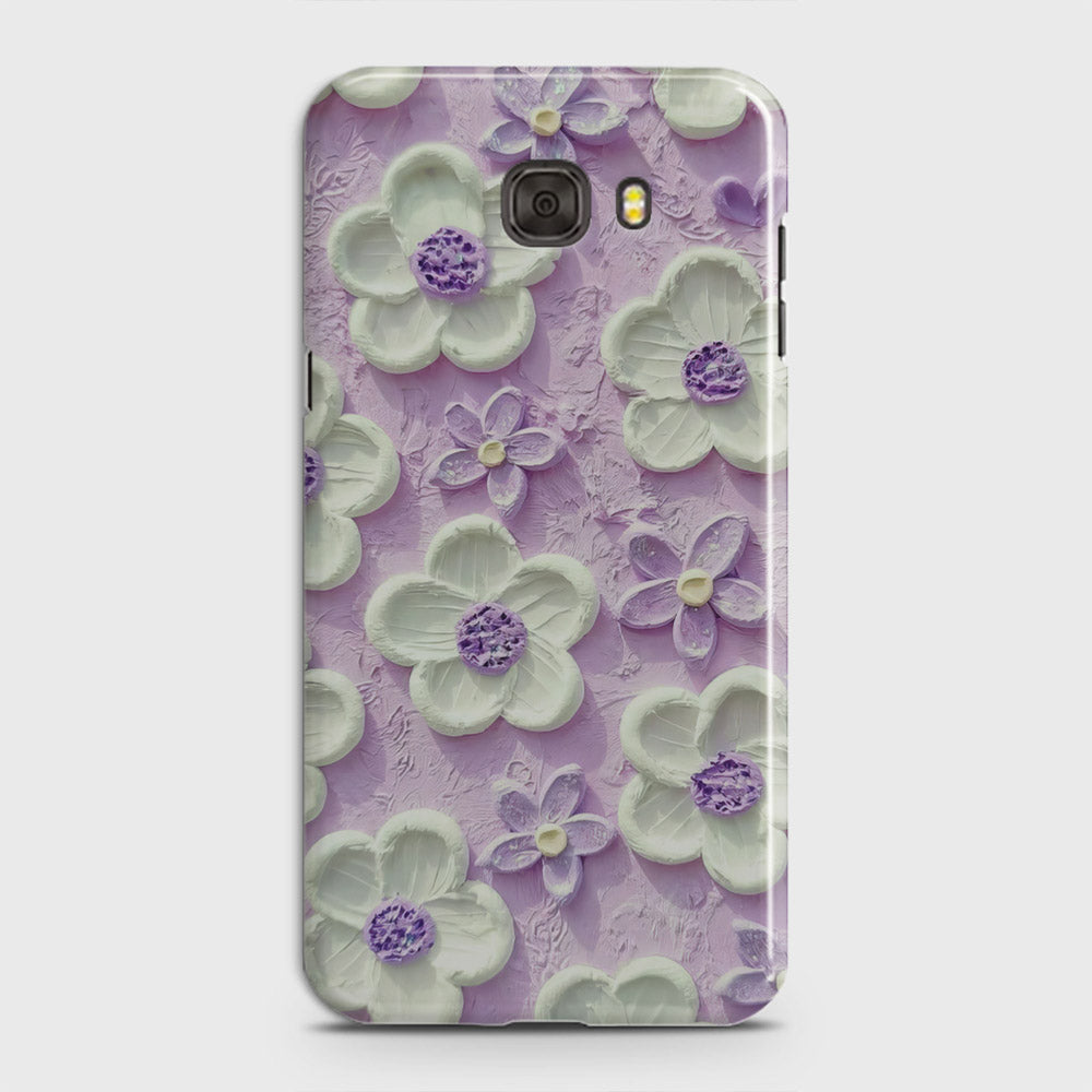 Samsung Galaxy C7 Cover - Floral Series - Design 4 - Purple & White - Matte Finish - Snap On Hard Case with LifeTime Colors Guarantee