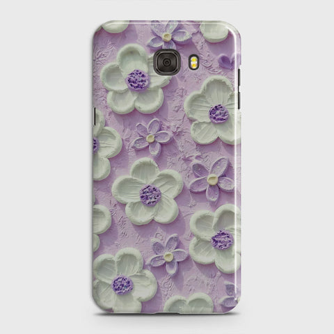 Samsung Galaxy C7 Cover - Floral Series - Design 4 - Purple & White - Matte Finish - Snap On Hard Case with LifeTime Colors Guarantee