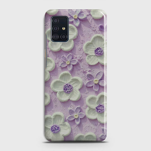 Samsung Galaxy A51 Cover - Floral Series - Design 4 - Purple & White - Matte Finish - Snap On Hard Case with LifeTime Colors Guarantee (Fast Delivery)