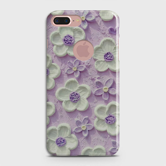 iPhone 8 / 7 Logo Cover - Floral Series - Design 4 - Purple & White - Matte Finish - Snap On Hard Case with LifeTime Colors Guarantee