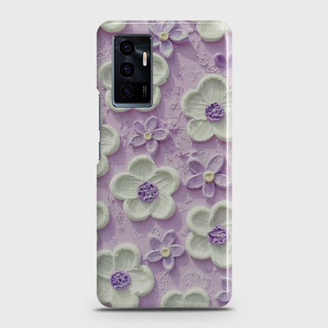 Vivo V23e Cover - Floral Series - Design 4 - Purple & White - Matte Finish - Snap On Hard Case with LifeTime Colors Guarantee (Fast Delivery)(M)