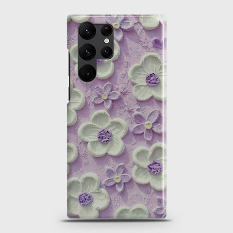 Samsung Galaxy S22 Ultra 5G Cover - Floral Series - Design 4 - Purple & White - Matte Finish - Snap On Hard Case with LifeTime Colors Guarantee (Fast Delivery) (H)