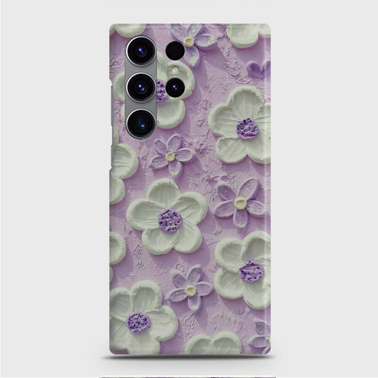 Samsung Galaxy S23 Ultra Cover - Floral Series - Design 4 - Purple & White - Matte Finish - Snap On Hard Case with LifeTime Colors Guarantee (Fast Delivery)
