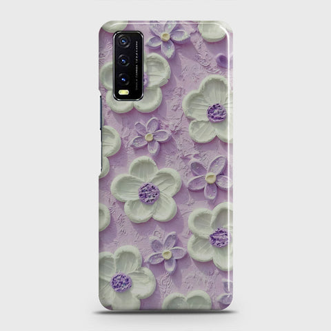 Vivo Y20s  Cover - Floral Series - Design 4 - Purple & White - Matte Finish - Snap On Hard Case with LifeTime Colors Guarantee (Fast Delivery)(FS)