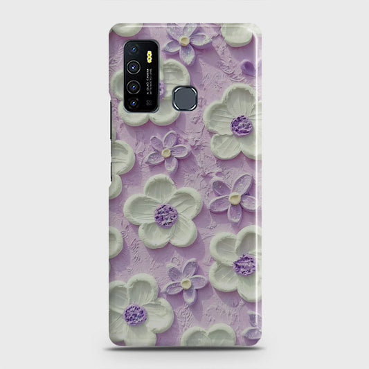 Tecno Camon 15 Cover - Floral Series - Design 4 - Purple & White - Matte Finish - Snap On Hard Case with LifeTime Colors Guarantee (Fast Delivery)