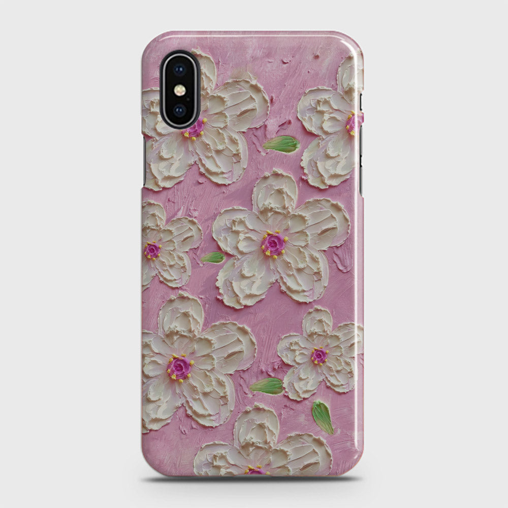 iPhone XS Cover - Floral Series - Design 5 - Pink & White - Matte Finish - Snap On Hard Case with LifeTime Colors Guarantee