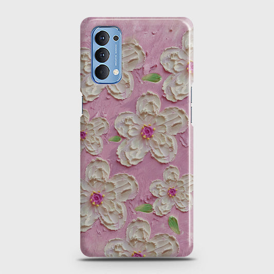 Oppo Reno 4 4G Cover - Floral Series - Design 5 - Pink & White - Matte Finish - Snap On Hard Case with LifeTime Colors Guarantee