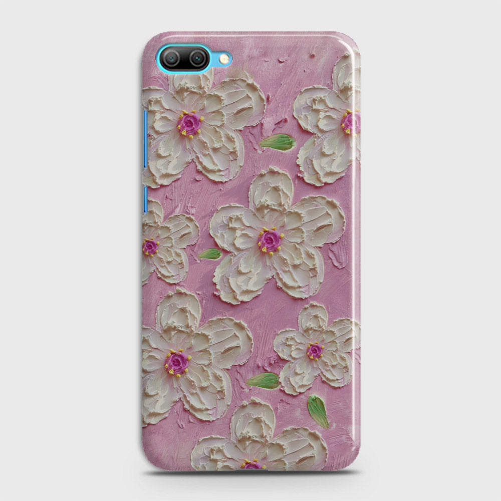 Huawei Honor 10 Lite Cover - Floral Series - Design 5 - Pink & White - Matte Finish - Snap On Hard Case with LifeTime Colors Guarantee