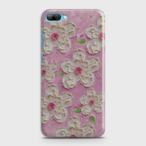 Huawei Honor 10 Lite Cover - Floral Series - Design 5 - Pink & White - Matte Finish - Snap On Hard Case with LifeTime Colors Guarantee