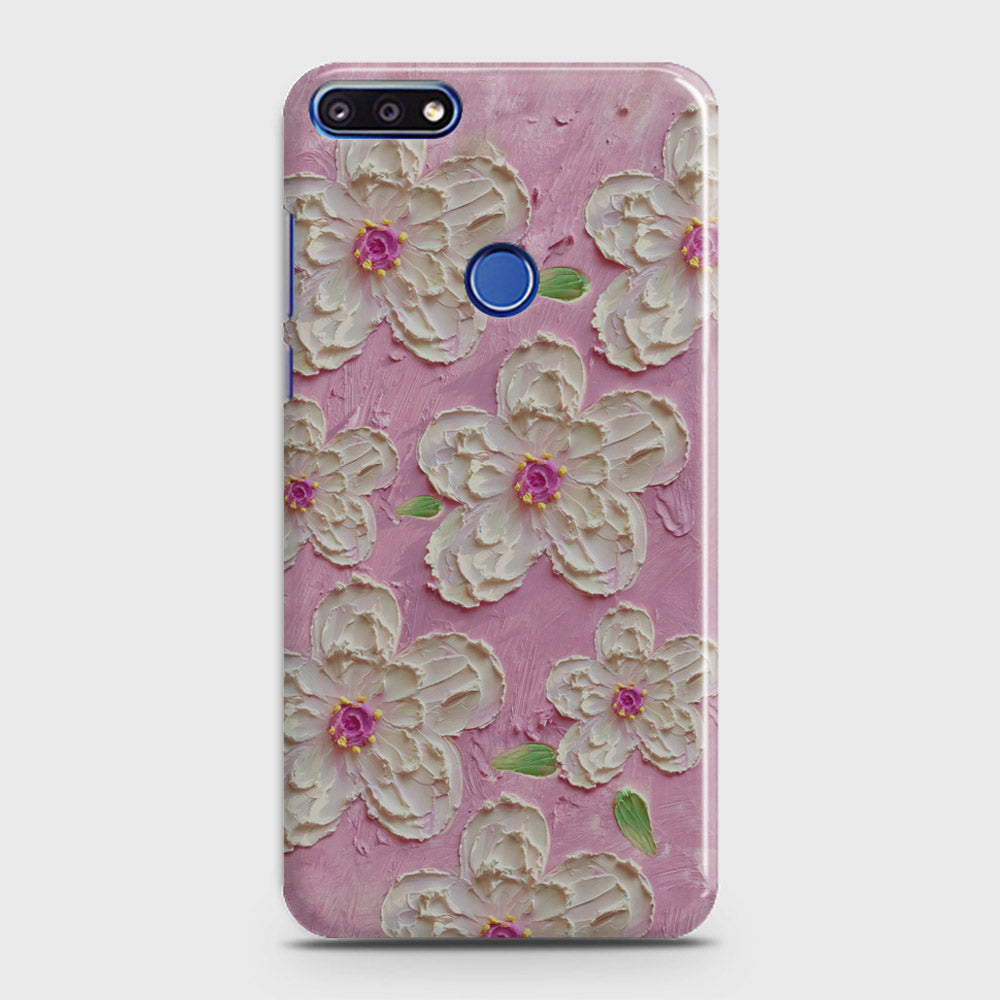 Huawei Honor 7C Cover - Floral Series - Design 5 - Pink & White - Matte Finish - Snap On Hard Case with LifeTime Colors Guarantee