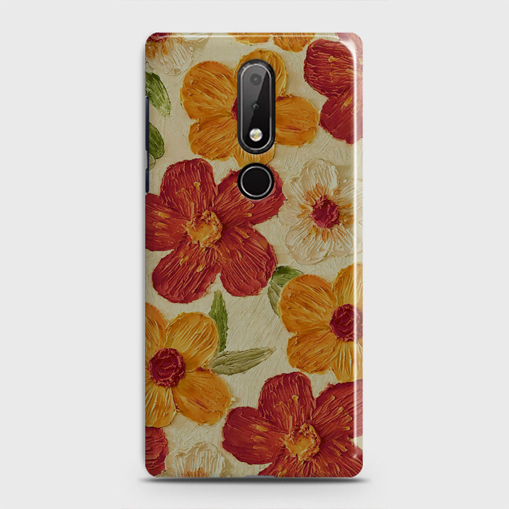 Nokia 6.1 Plus Cover - Floral Series - Design 6 - Red & Orange - Matte Finish - Snap On Hard Case with LifeTime Colors Guarantee