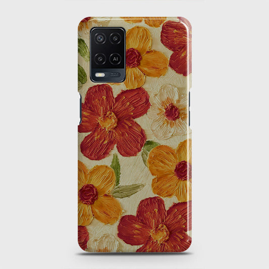 Oppo A54  Cover - Floral Series - Design 6 - Red & Orange - Matte Finish - Snap On Hard Case with LifeTime Colors Guarantee
