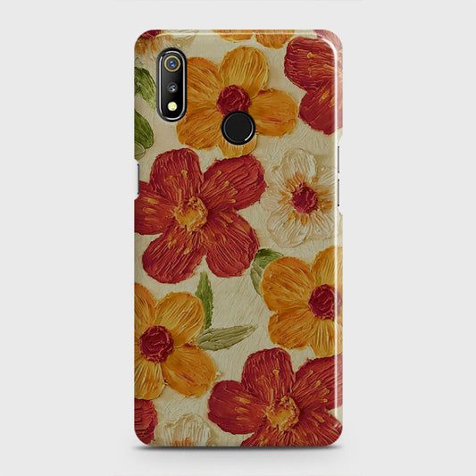 Realme 3 Cover - Floral Series - Design 6 - Red & Orange - Matte Finish - Snap On Hard Case with LifeTime Colors Guarantee