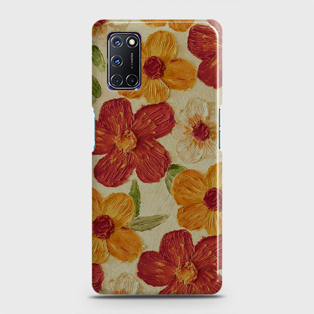 Oppo A52 Cover - Floral Series - Design 6 - Red & Orange - Matte Finish - Snap On Hard Case with LifeTime Colors Guarantee
