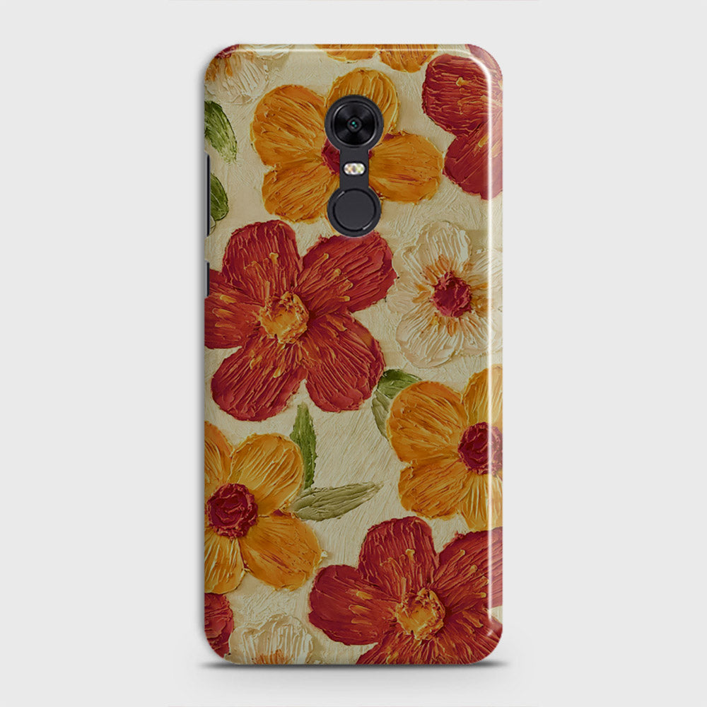Redmi 5 Plus  Cover - Floral Series - Design 6 - Red & Orange - Matte Finish - Snap On Hard Case with LifeTime Colors Guarantee