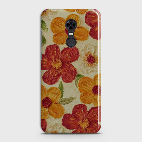 Redmi 5 Plus  Cover - Floral Series - Design 6 - Red & Orange - Matte Finish - Snap On Hard Case with LifeTime Colors Guarantee