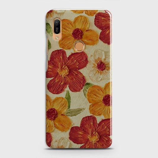 Huawei Y6 2019 Cover - Floral Series - Design 6 - Red & Orange - Matte Finish - Snap On Hard Case with LifeTime Colors Guarantee