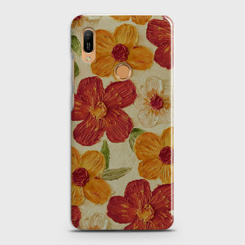 Huawei Y6 2019 Cover - Floral Series - Design 6 - Red & Orange - Matte Finish - Snap On Hard Case with LifeTime Colors Guarantee