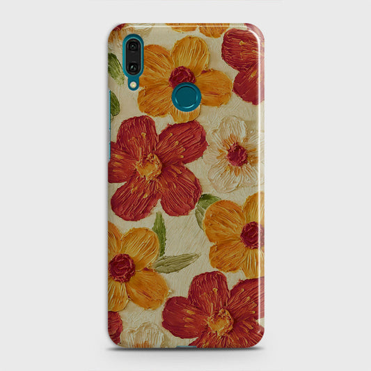 Huawei Y7 Prime 2019 Cover - Floral Series - Design 6 - Red & Orange - Matte Finish - Snap On Hard Case with LifeTime Colors Guarantee (Fast Delivery) (H)