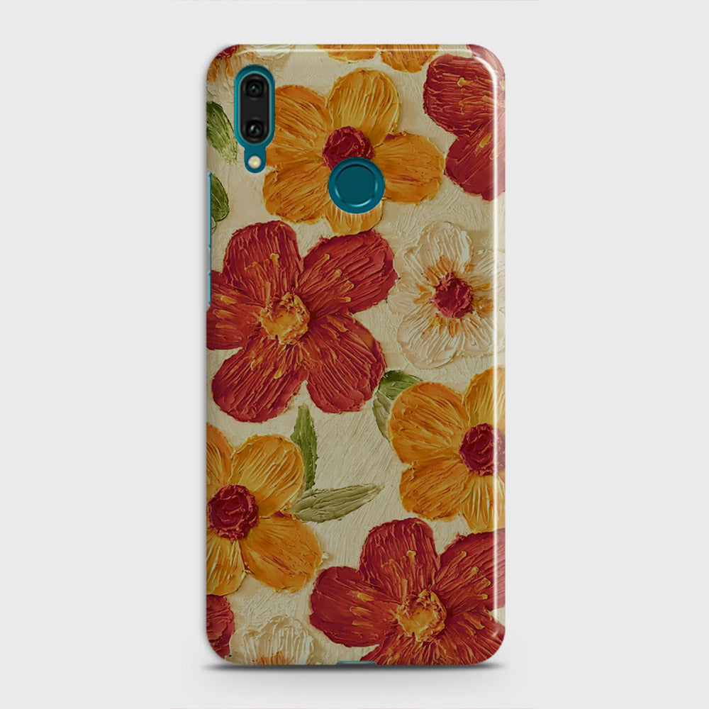Huawei Y7 2019 Cover - Floral Series - Design 6 - Red & Orange - Matte Finish - Snap On Hard Case with LifeTime Colors Guarantee