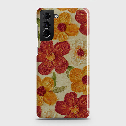 Samsung Galaxy S21 Plus 5G Cover - Floral Series - Design 6 - Red & Orange - Matte Finish - Snap On Hard Case with LifeTime Colors Guarantee