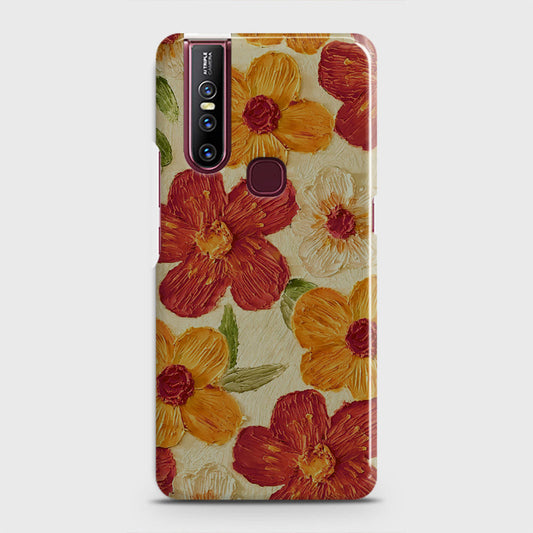 Vivo V15 Cover - Floral Series - Design 6 - Red & Orange - Matte Finish - Snap On Hard Case with LifeTime Colors Guarantee