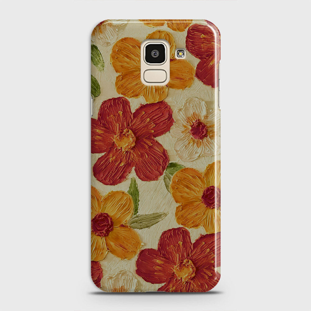 Samsung Galaxy J6 2018 Cover - Floral Series - Design 6 - Red & Orange - Matte Finish - Snap On Hard Case with LifeTime Colors Guarantee
