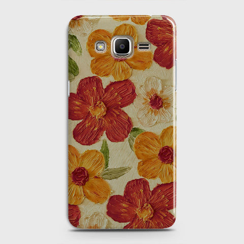 Samsung Galaxy J7 2015 Cover - Floral Series - Design 6 - Red & Orange - Matte Finish - Snap On Hard Case with LifeTime Colors Guarantee
