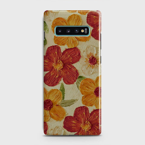 Samsung Galaxy S10 Cover - Floral Series - Design 6 - Red & Orange - Matte Finish - Snap On Hard Case with LifeTime Colors Guarantee (Fast Delivery) (H)