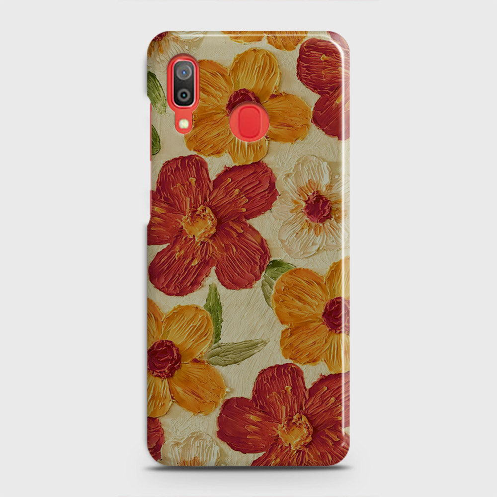 Samsung Galaxy A20 Cover - Floral Series - Design 6 - Red & Orange - Matte Finish - Snap On Hard Case with LifeTime Colors Guarantee