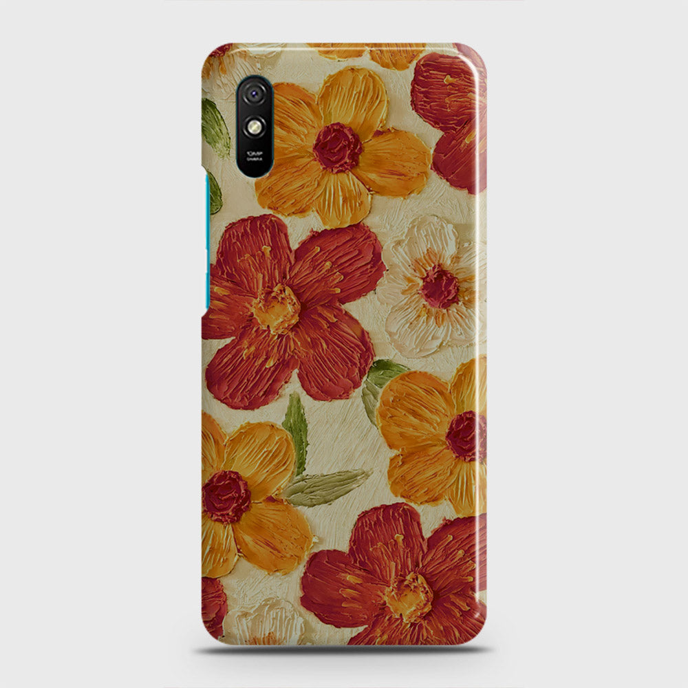 Xiaomi Redmi 9A Cover - Floral Series - Design 6 - Red & Orange - Matte Finish - Snap On Hard Case with LifeTime Colors Guarantee