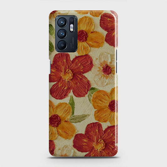 Oppo Reno 6 Cover - Floral Series - Design 6 - Red & Orange - Matte Finish - Snap On Hard Case with LifeTime Colors Guarantee