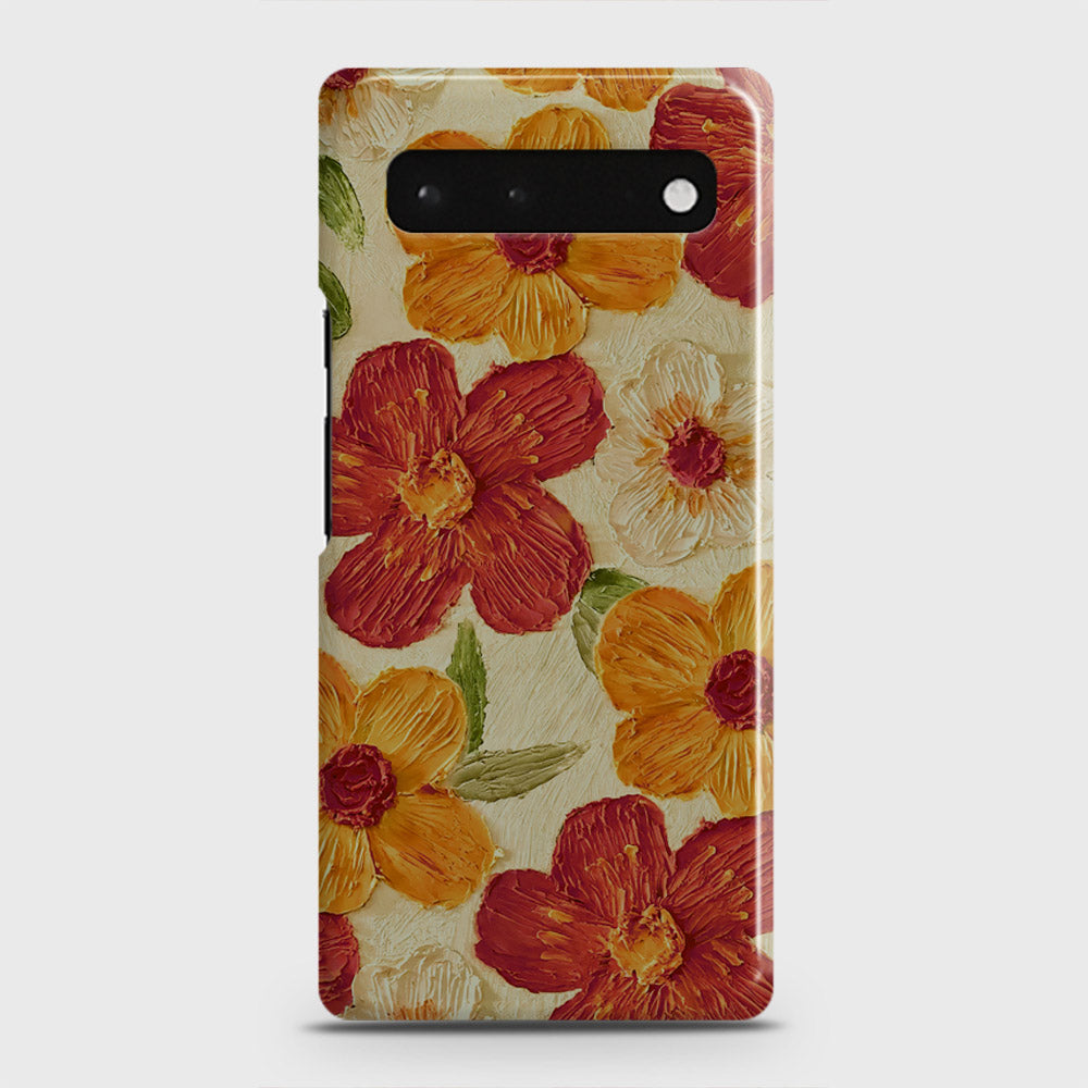 Google Pixel 6 Cover - Floral Series - Design 6 - Red & Orange - Matte Finish - Snap On Hard Case with LifeTime Colors Guarantee
