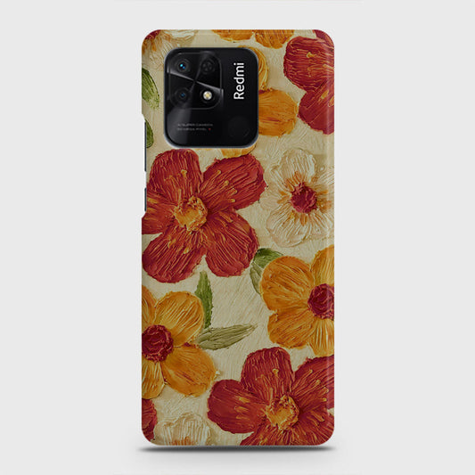 Xiaomi Redmi 10C Cover - Floral Series - Design 6 - Red & Orange - Matte Finish - Snap On Hard Case with LifeTime Colors Guarantee