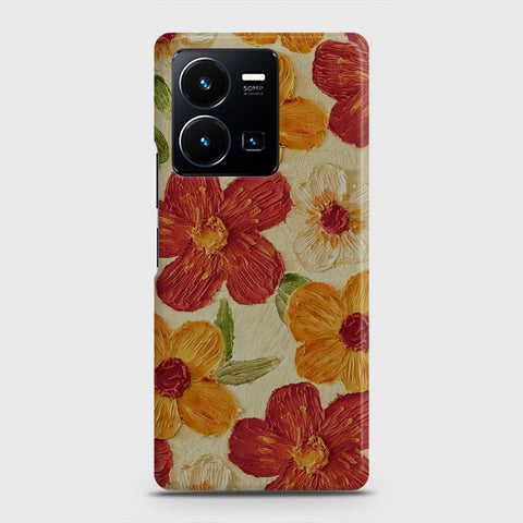 Vivo Y35 Cover - Floral Series - Design 6 - Red & Orange - Matte Finish - Snap On Hard Case with LifeTime Colors Guarantee