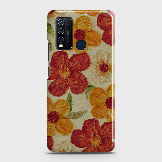 Vivo Y30  Cover - Floral Series - Design 6 - Red & Orange - Matte Finish - Snap On Hard Case with LifeTime Colors Guarantee