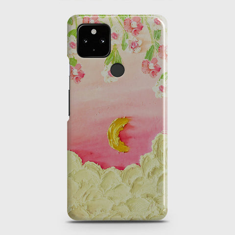 Google Pixel 5 Cover - Floral Series - Design 7 - Pink & Yellow - Matte Finish - Snap On Hard Case with LifeTime Colors Guarantee