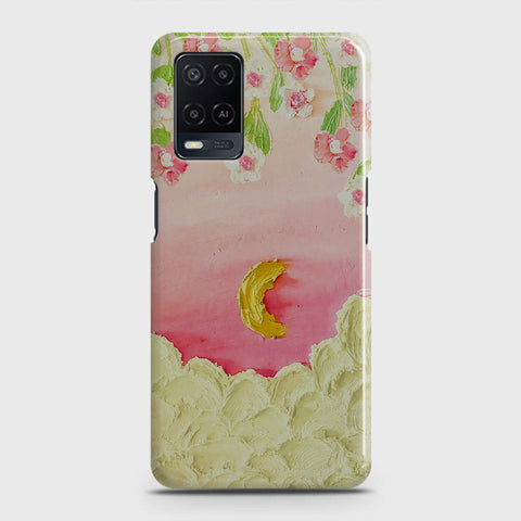 Oppo A54  Cover - Floral Series - Design 7 - Pink & Yellow - Matte Finish - Snap On Hard Case with LifeTime Colors Guarantee