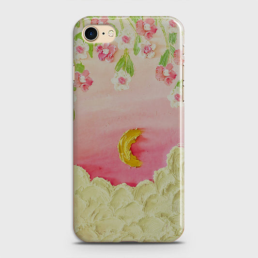 iPhone 7 Cover - Floral Series - Design 7 - Pink & Yellow - Matte Finish - Snap On Hard Case with LifeTime Colors Guarantee