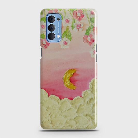 Oppo Reno 4 4G Cover - Floral Series - Design 7 - Pink & Yellow - Matte Finish - Snap On Hard Case with LifeTime Colors Guarantee