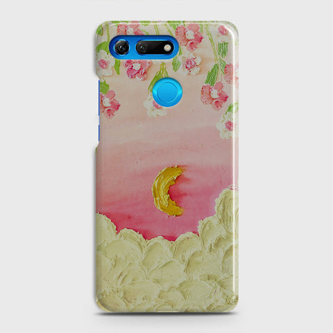 Huawei Honor View 20 Cover - Floral Series - Design 7 - Pink & Yellow - Matte Finish - Snap On Hard Case with LifeTime Colors Guarantee