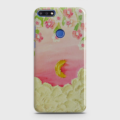 Honor 7A Cover - Floral Series - Design 7 - Pink & Yellow - Matte Finish - Snap On Hard Case with LifeTime Colors Guarantee