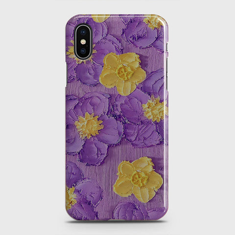 iPhone XS Cover - Floral Series - Design 8 - Purple & Yellow - Matte Finish - Snap On Hard Case with LifeTime Colors Guarantee