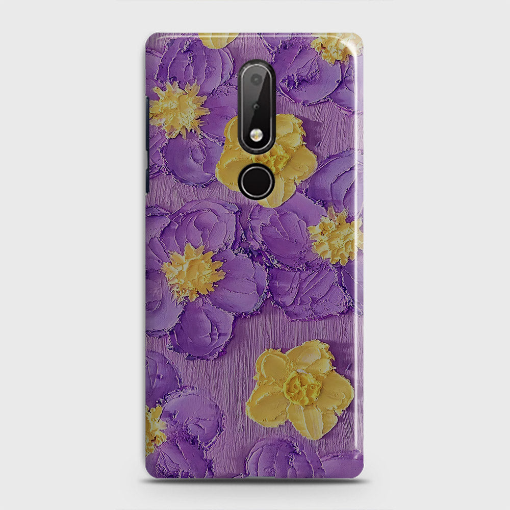Nokia 6.1 Plus Cover - Floral Series - Design 8 - Purple & Yellow - Matte Finish - Snap On Hard Case with LifeTime Colors Guarantee