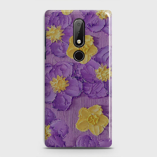 Nokia 6.1 Plus Cover - Floral Series - Design 8 - Purple & Yellow - Matte Finish - Snap On Hard Case with LifeTime Colors Guarantee