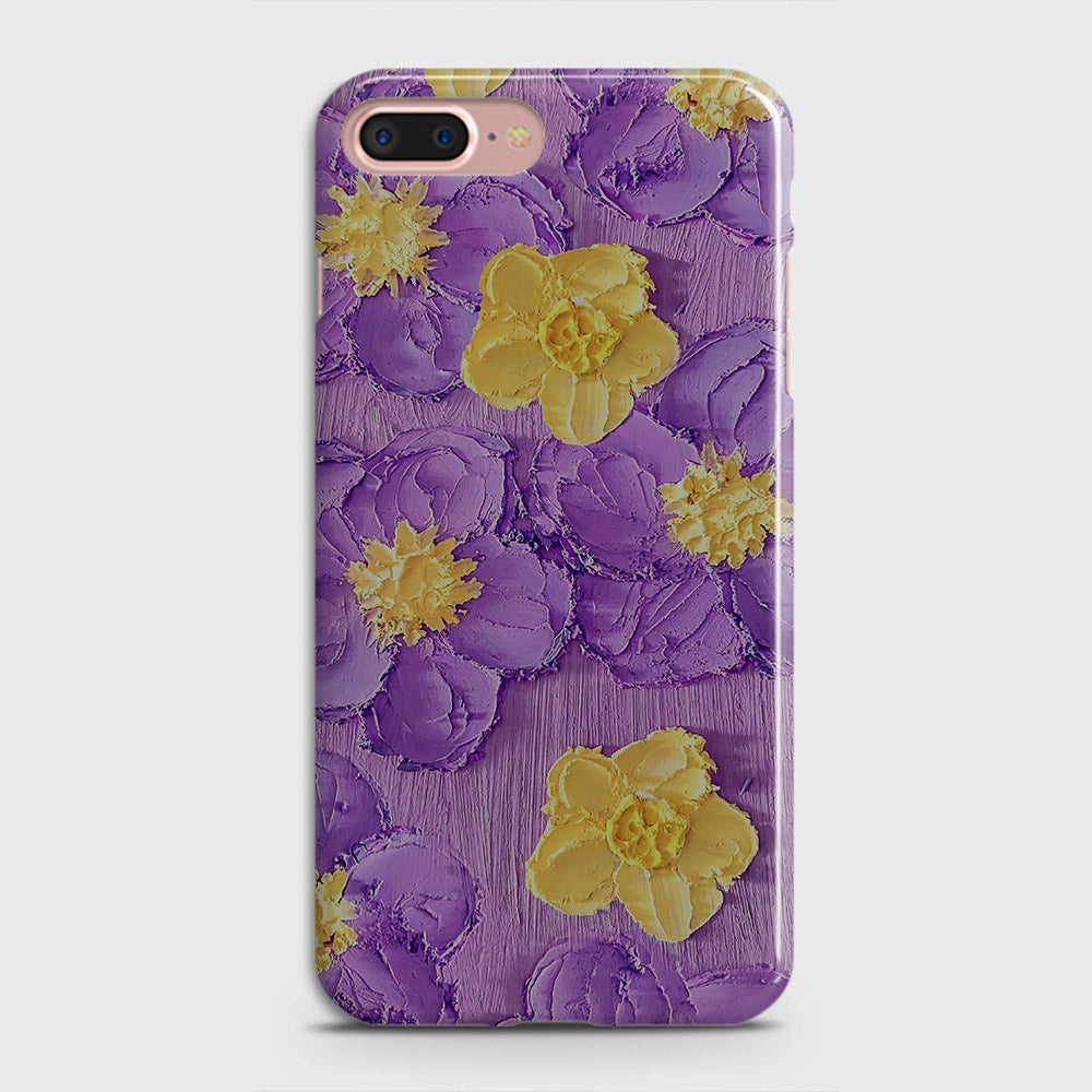 iPhone 8 Plus Cover - Floral Series - Design 8 - Purple & Yellow - Matte Finish - Snap On Hard Case with LifeTime Colors Guarantee