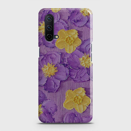 OnePlus Nord CE 5G  Cover - Floral Series - Design 8 - Purple & Yellow - Matte Finish - Snap On Hard Case with LifeTime Colors Guarantee