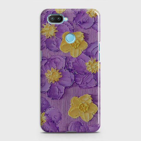 Oppo A5 with Sensor Cut Cover - Floral Series - Design 8 - Purple & Yellow - Matte Finish - Snap On Hard Case with LifeTime Colors Guarantee