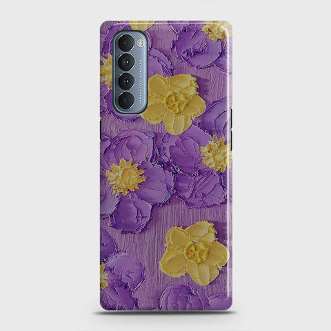 Oppo Reno 4 Pro 4G Cover - Floral Series - Design 8 - Purple & Yellow - Matte Finish - Snap On Hard Case with LifeTime Colors Guarantee