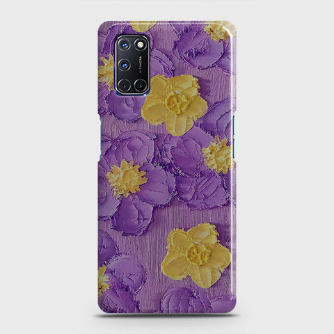 Oppo A92 Cover - Floral Series - Design 8 - Purple & Yellow - Matte Finish - Snap On Hard Case with LifeTime Colors Guarantee